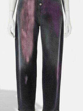 Maison Margiela Women's Black Spray Paint Jeans Pants Size 28